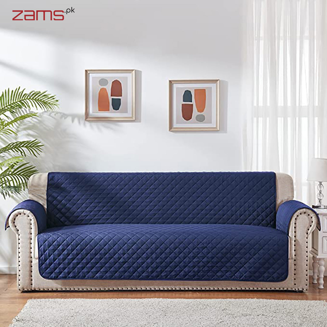 COTTON QUILTED SOFA RUNNER - SOFA COAT (NAVY BLUE)