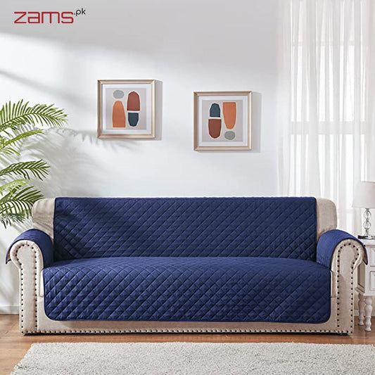 COTTON QUILTED SOFA RUNNER - SOFA COAT (NAVY BLUE)