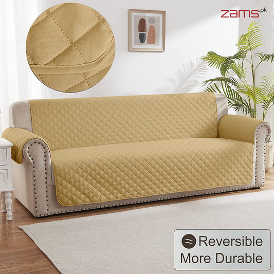 COTTON QUILTED SOFA RUNNER - SOFA COAT (BEIGE SKIN YELLOW)