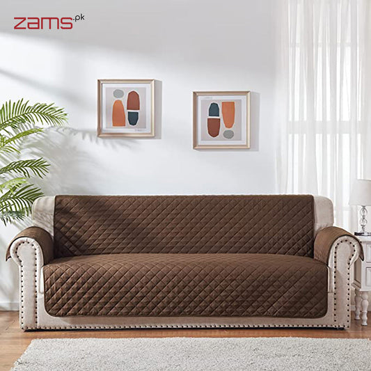 COTTON QUILTED SOFA RUNNER - SOFA COAT (COPPER BROWN)