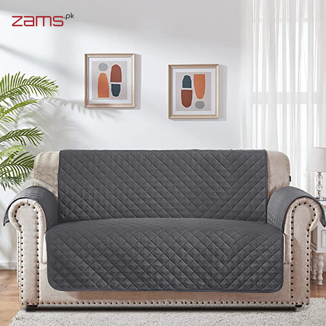 COTTON QUILTED SOFA RUNNER - SOFA COAT (GREY)