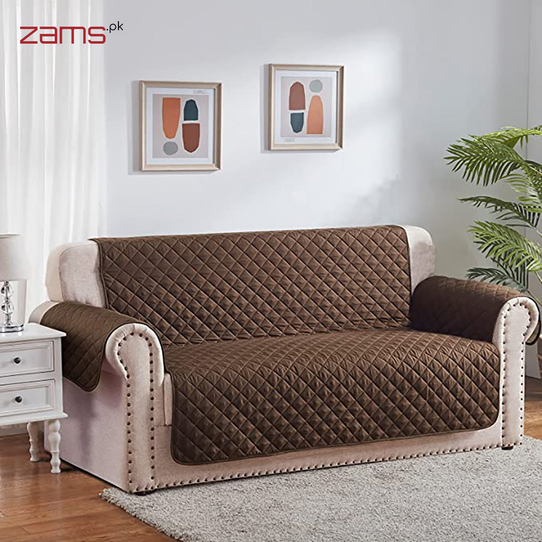 COTTON QUILTED SOFA RUNNER - SOFA COAT (COPPER BROWN)