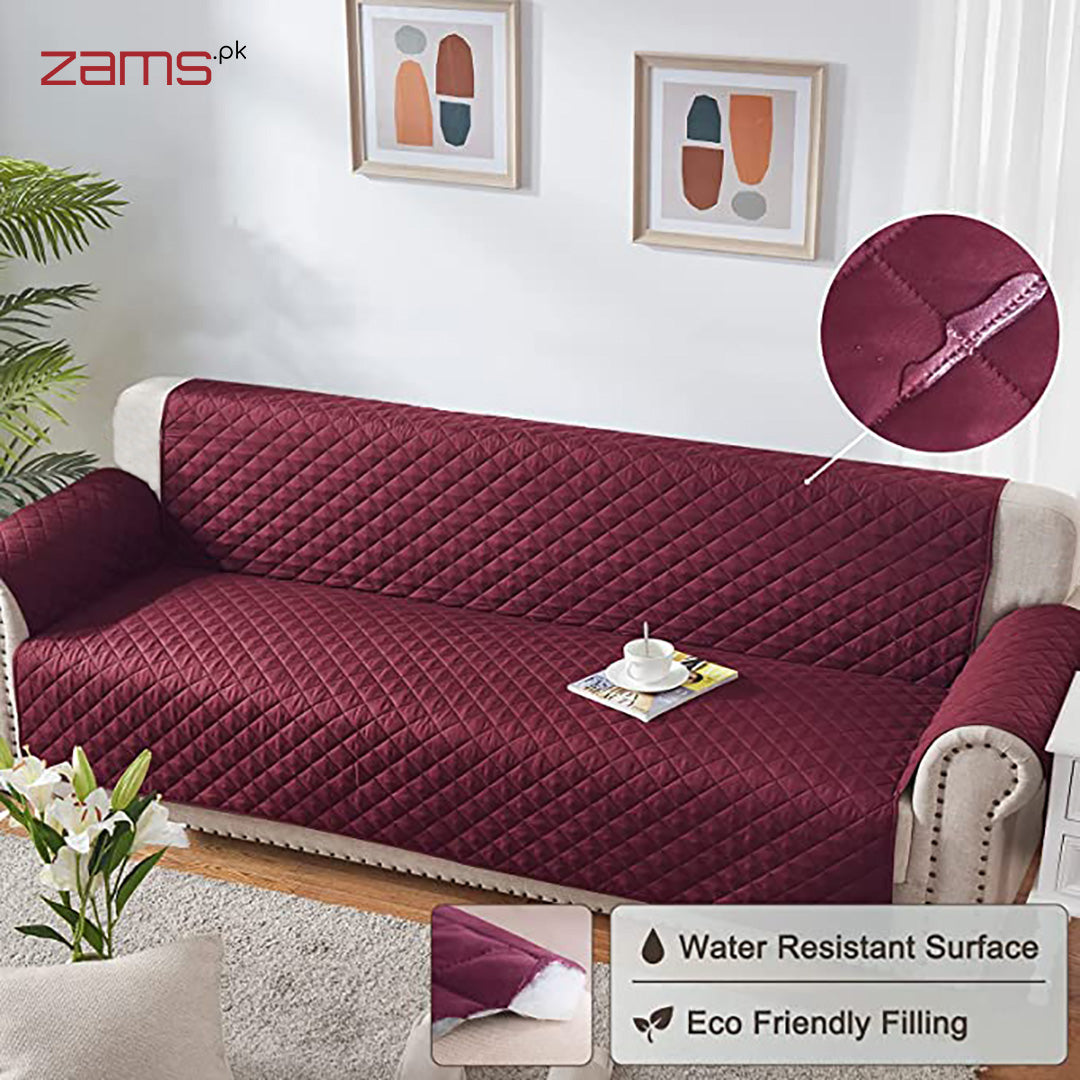 COTTON QUILTED SOFA RUNNER - SOFA COAT (MAROON)