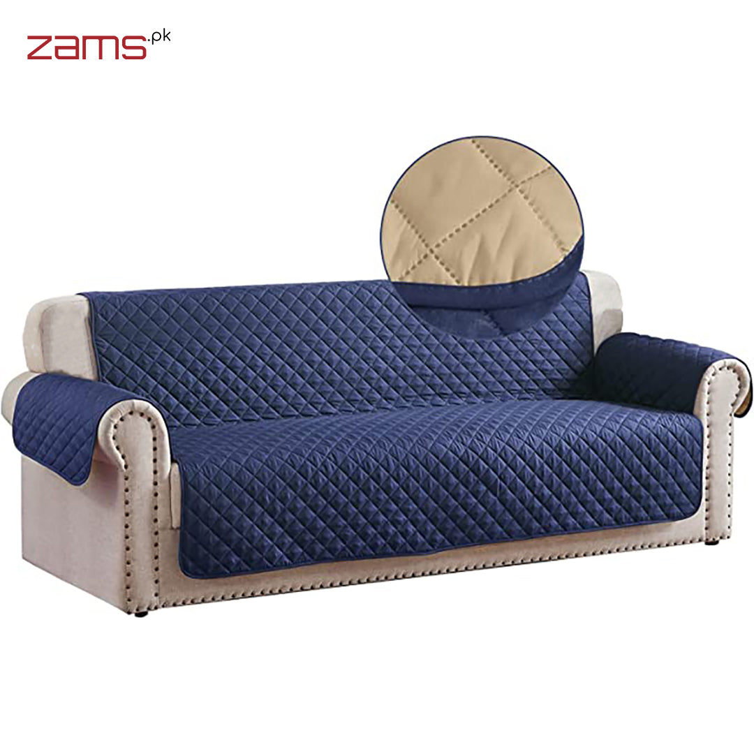 COTTON QUILTED SOFA RUNNER - SOFA COAT (NAVY BLUE)