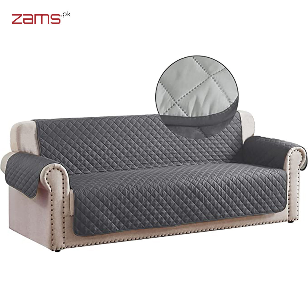 COTTON QUILTED SOFA RUNNER - SOFA COAT (GREY)