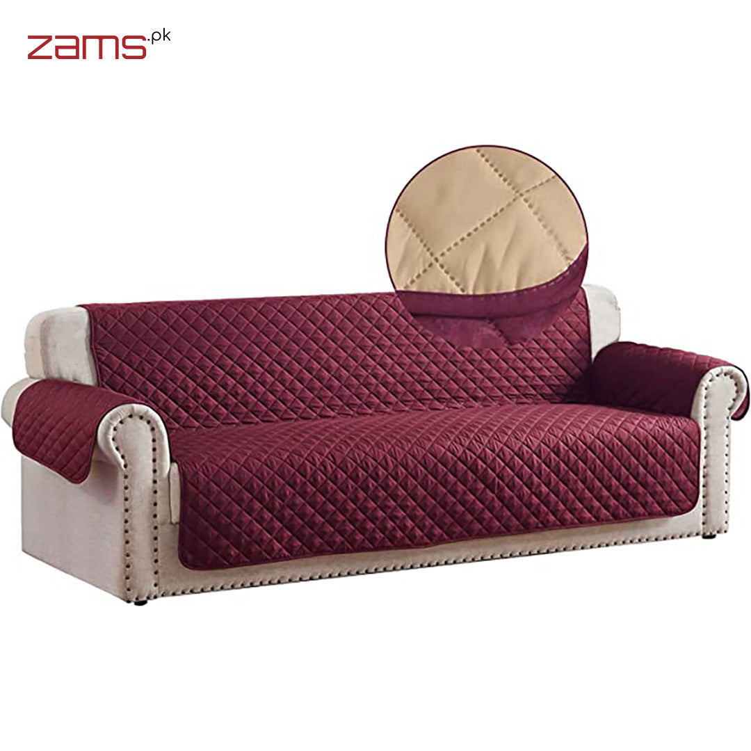 COTTON QUILTED SOFA RUNNER - SOFA COAT (MAROON)