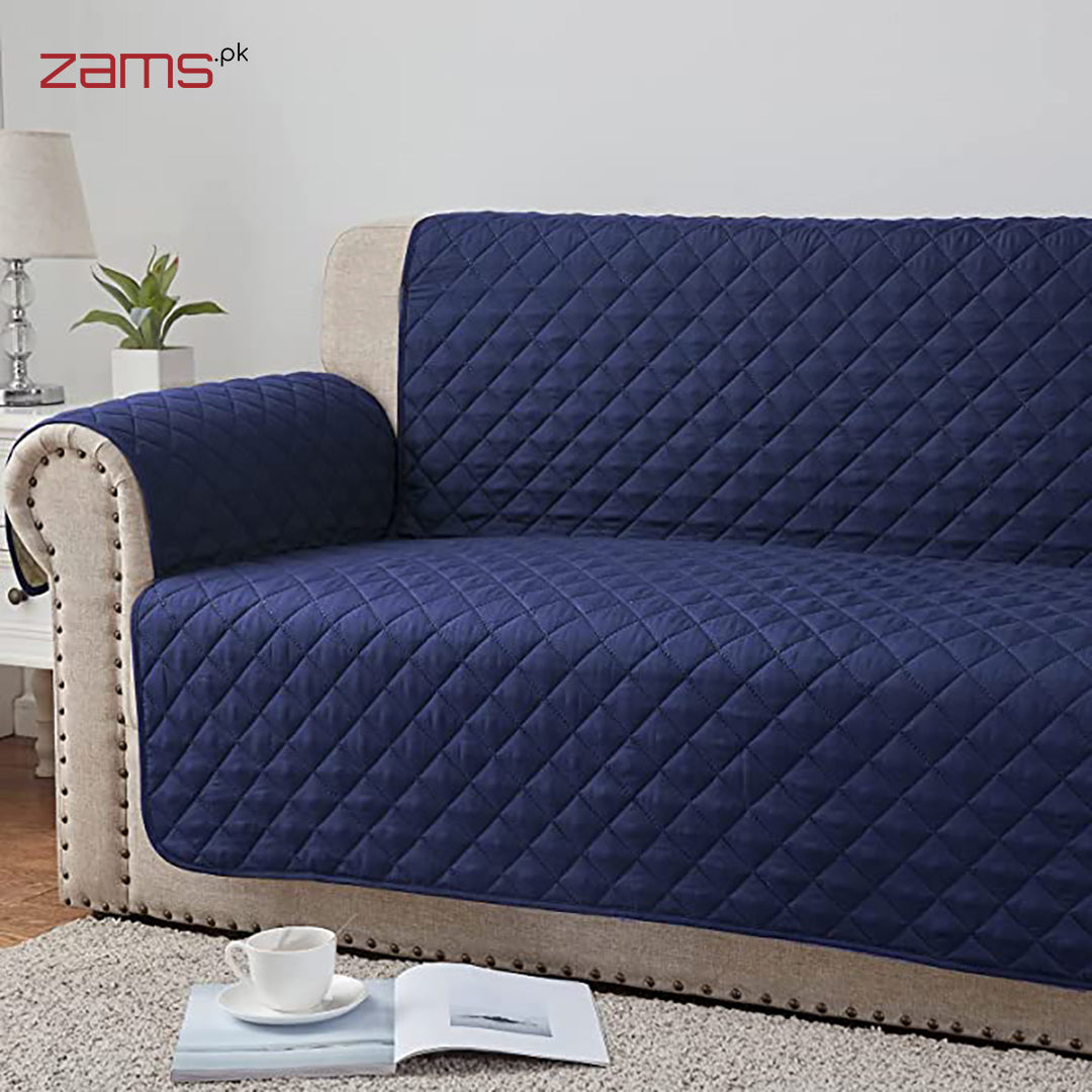 COTTON QUILTED SOFA RUNNER - SOFA COAT (NAVY BLUE)