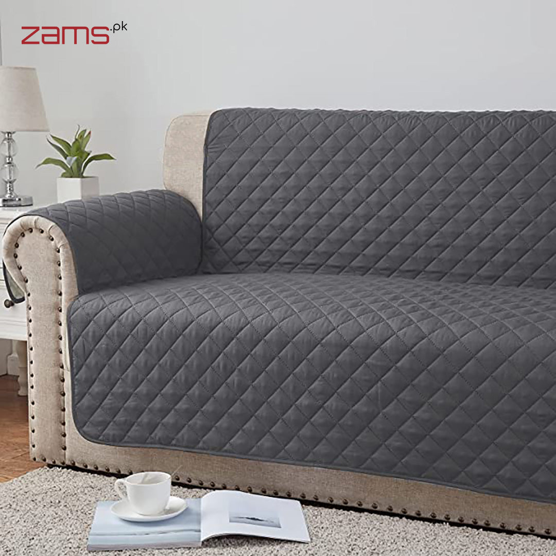 COTTON QUILTED SOFA RUNNER - SOFA COAT (GREY)