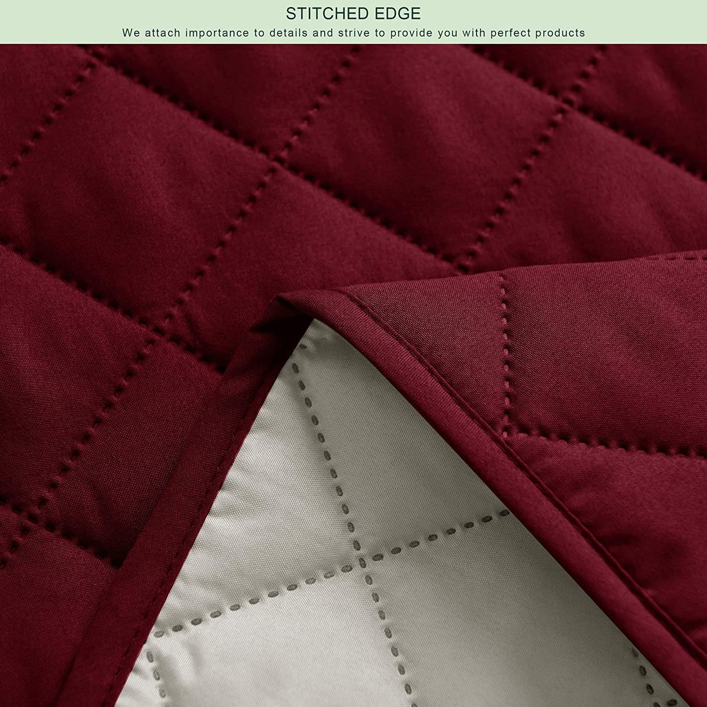 Waterproof Cotton Quilted Sofa Cover - Sofa Runners (Maroon)