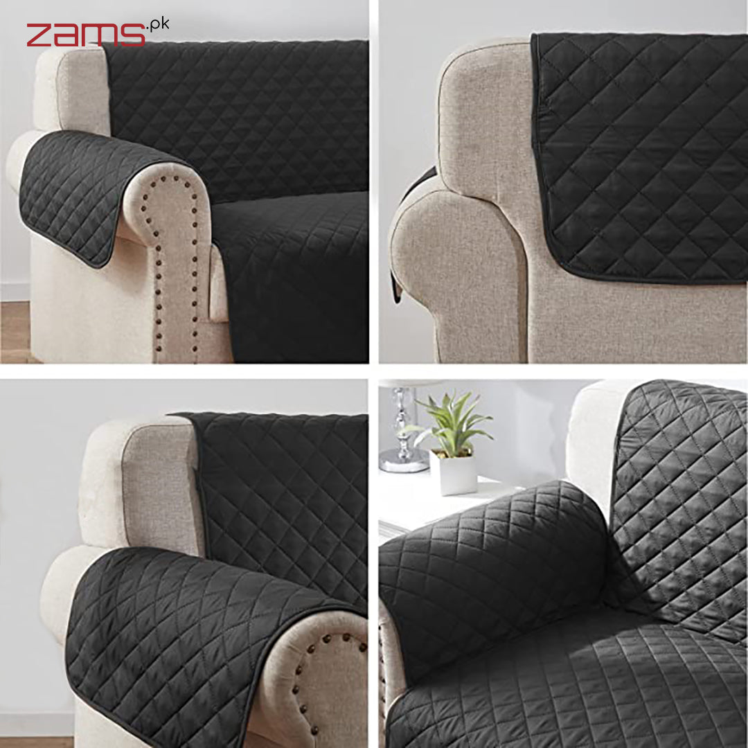 COTTON QUILTED SOFA RUNNER - SOFA COAT (BLACK)