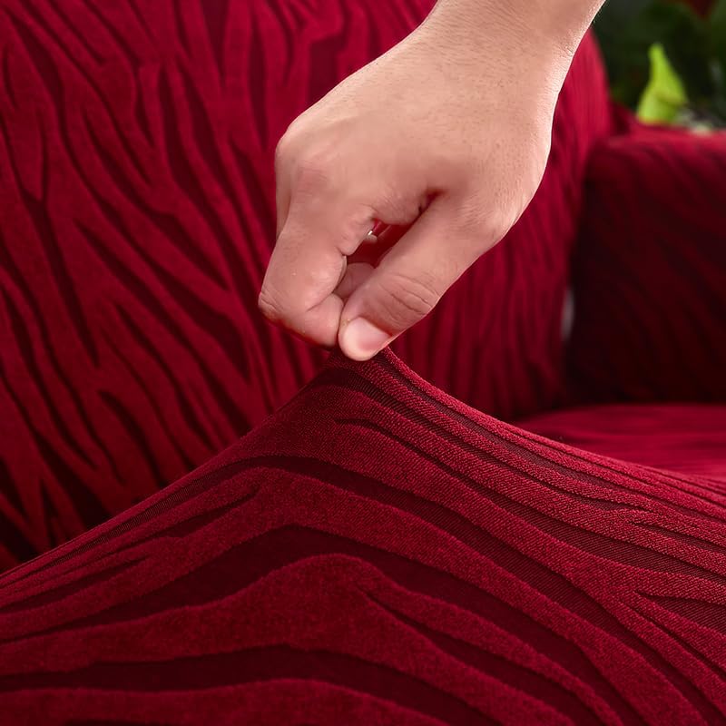 Zebra Velvet Sofa Cover (Maroon)