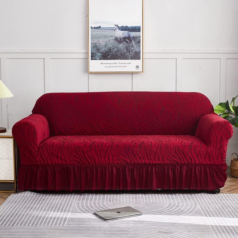 Zebra Velvet Sofa Cover (Maroon)