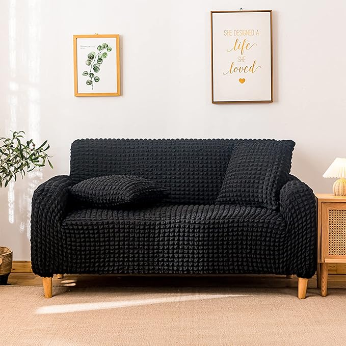 Fitted Style Bubble Sofa Cover - Black