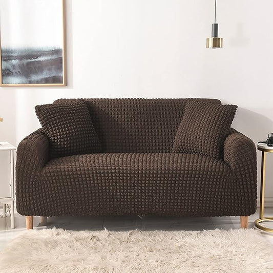 Fitted Style Bubble Sofa Cover - Dark Brown