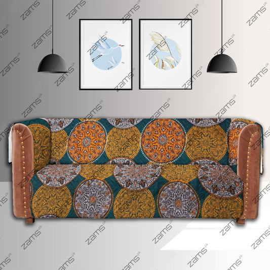 Ethnic Tribal Circular Quilted Sofa Cover Set