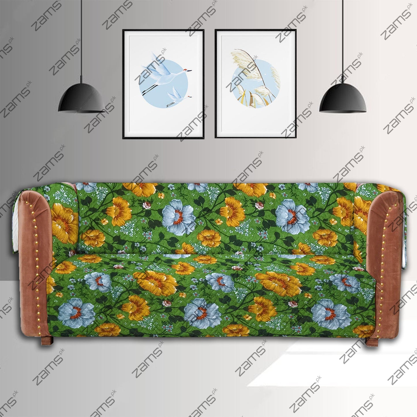 Zinnia Elegans Flowers Quilted Sofa Cover Set