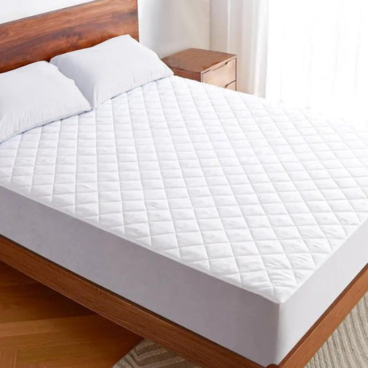 Quilted 100% Waterproof Mattress Protector For Double Bed (White)